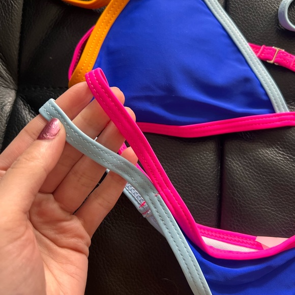 Blue Bold Neon Straps Paradise High Waist and Leg Bikini - Picture 2 of 6